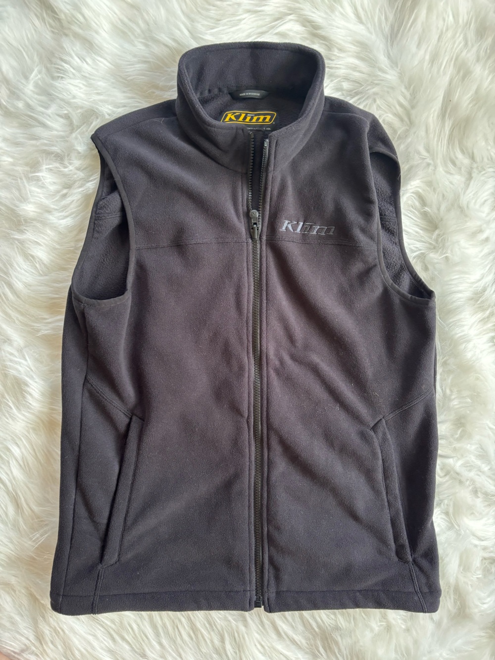 Klim Men’s Black Fleece Vest - Lightweight Warmth